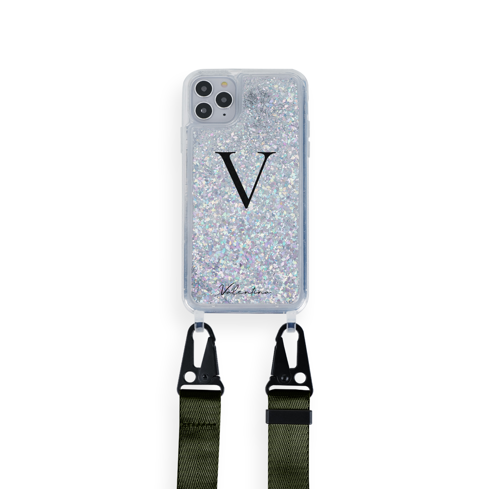 iPhone : Customised Glitter Case With Lanyard : Alphabet